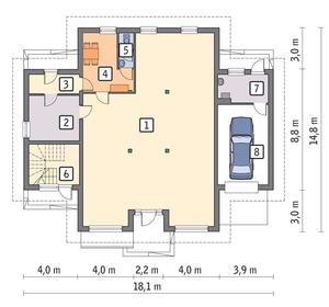 RZUT PARTERU POW. 149,9 m²